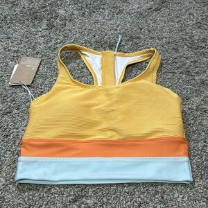 Yellow and Orange Colorblock Sports Bra